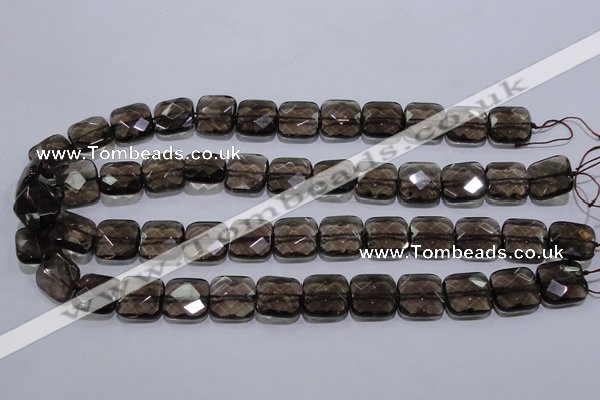 CSQ121 15*15mm facetad square grade AA natural smoky quartz beads