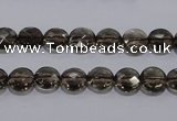 CSQ122 8mm faceted flat round grade AA natural smoky quartz beads