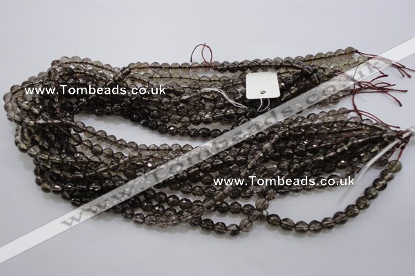 CSQ130 15.5 inches 6mm faceted round grade AA natural smoky quartz beads