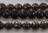 CSQ131 15.5 inches 10mm faceted round grade AA natural smoky quartz beads