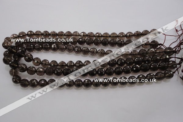 CSQ131 15.5 inches 10mm faceted round grade AA natural smoky quartz beads