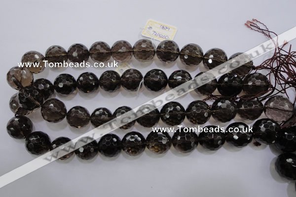 CSQ133 15.5 inches 18mm faceted round grade AA natural smoky quartz beads