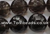 CSQ134 15.5 inches 20mm faceted round grade AA natural smoky quartz beads