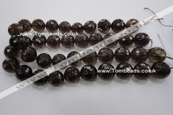 CSQ134 15.5 inches 20mm faceted round grade AA natural smoky quartz beads