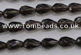 CSQ135 8*12mm faceted teardrop grade AA natural smoky quartz beads
