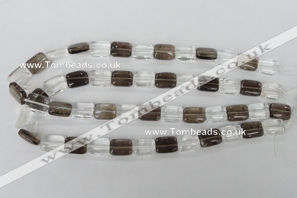 CSQ157 15.5 inches 12*16mm rectangle white crystal & smoky quartz beads