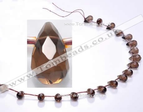 CSQ18 6*10mm faceted teardrop A grade natural smoky quartz beads