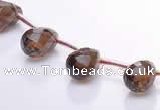 CSQ19 A grade 8*14mm faceted teardrop natural smoky quartz beads