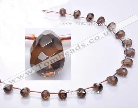 CSQ19 A grade 8*14mm faceted teardrop natural smoky quartz beads