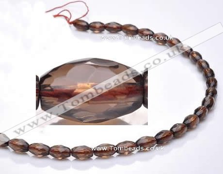 CSQ21 8*13mm faceted rice natural smoky quartz beads wholesale