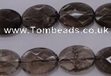 CSQ210 13*18mm faceted oval grade AA natural smoky quartz beads