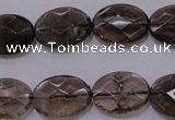 CSQ210 13*18mm faceted oval grade AA natural smoky quartz beads