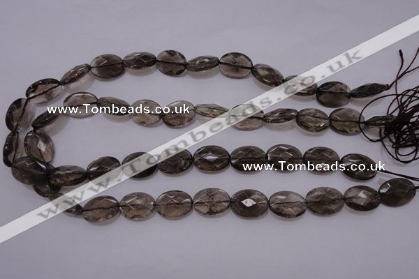 CSQ210 13*18mm faceted oval grade AA natural smoky quartz beads