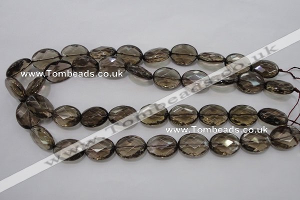 CSQ211 15*20mm faceted oval grade AA natural smoky quartz beads