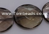 CSQ215 25*30mm faceted oval grade AA natural smoky quartz beads