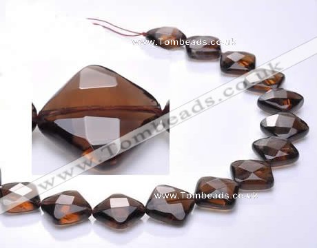 CSQ23 AB grade 16*16mm faceted rhombic natural smoky quartz bead