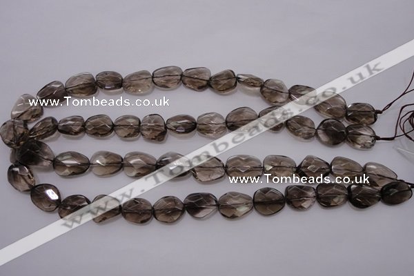 CSQ233 13*16mm faceted freeform grade AA natural smoky quartz beads