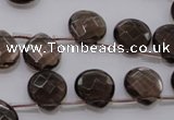 CSQ237 12*12mm faceted briolette grade AA natural smoky quartz beads