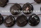 CSQ238 15*15mm faceted briolette grade AA natural smoky quartz beads