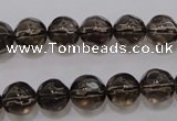 CSQ240 15.5 inches 10mm faceted round grade AA natural smoky quartz beads