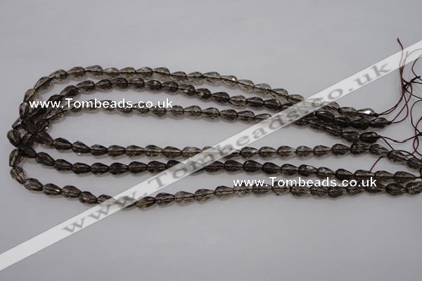 CSQ242 6*10mm faceted teardrop grade AA natural smoky quartz beads