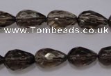 CSQ243 10*14mm faceted teardrop grade AA natural smoky quartz beads