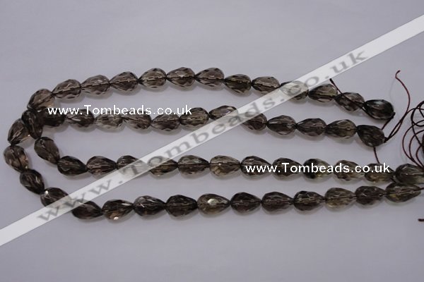 CSQ243 10*14mm faceted teardrop grade AA natural smoky quartz beads