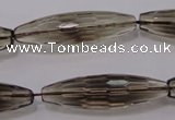 CSQ245 10*35mm faceted rice grade AA natural smoky quartz beads