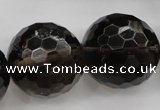 CSQ248 15.5 inches 25mm faceted round grade AA natural smoky quartz beads