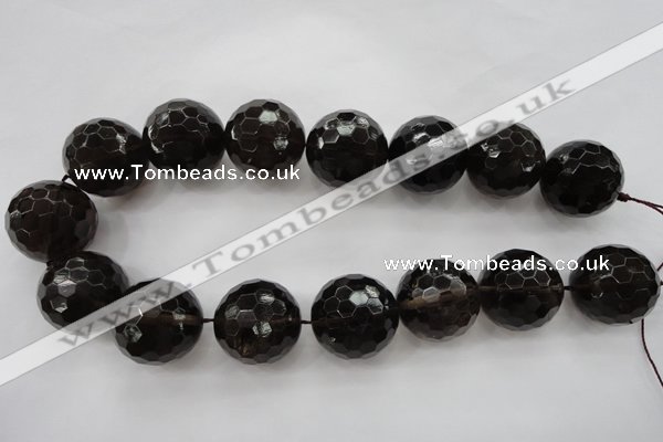 CSQ248 15.5 inches 25mm faceted round grade AA natural smoky quartz beads