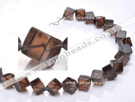 CSQ25 AB grade 12*12mm cube natural smoky quartz beads wholesale