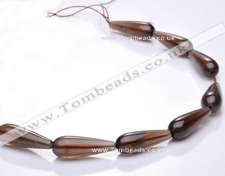 CSQ26 10*30mm teardrop AB grade natural smoky quartz beads