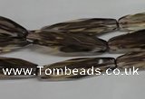 CSQ260 15.5 inches 8*28mm faceted rice natural smoky quartz beads