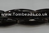 CSQ262 15.5 inches 10*30mm faceted rice natural smoky quartz beads