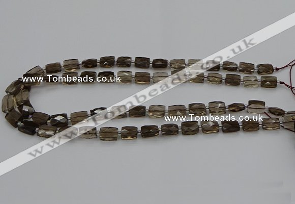 CSQ270 15.5 inches 8*10mm faceted rectangle smoky quartz beads