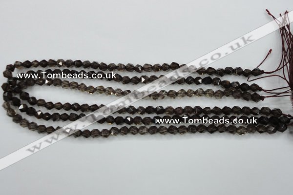 CSQ351 15.5 inches 6mm faceted nuggets smoky quartz beads