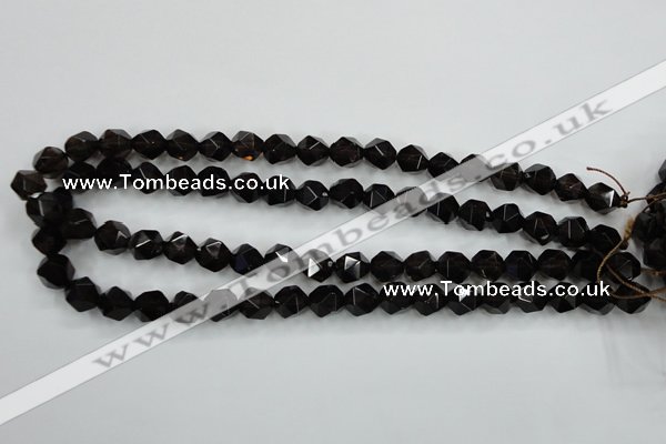 CSQ353 15.5 inches 10mm faceted nuggets smoky quartz beads