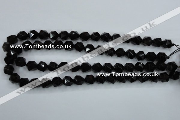 CSQ354 15.5 inches 12mm faceted nuggets smoky quartz beads