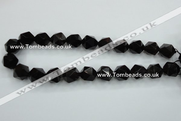 CSQ357 15.5 inches 18mm faceted nuggets smoky quartz beads