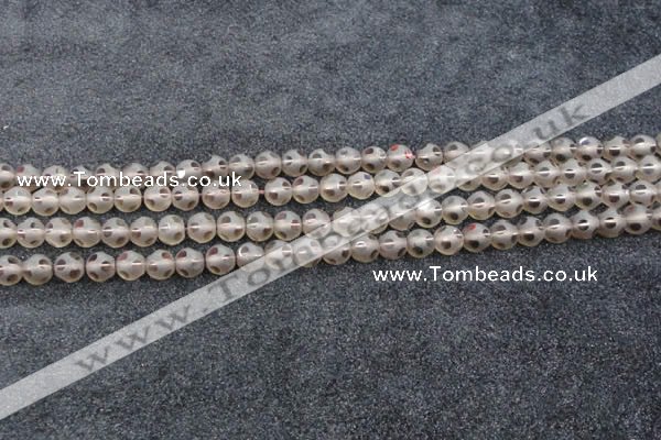 CSQ501 15.5 inches 6mm faceted round matte smoky quartz beads