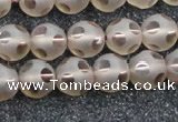 CSQ504 15.5 inches 12mm faceted round matte smoky quartz beads