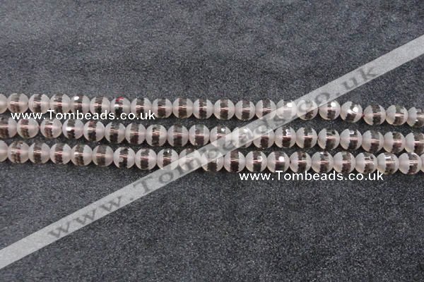 CSQ507 15.5 inches 8mm faceted round matte smoky quartz beads