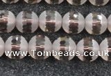 CSQ508 15.5 inches 10mm faceted round matte smoky quartz beads