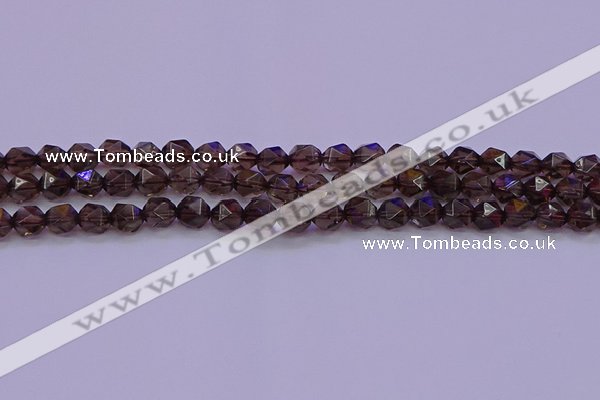 CSQ522 15.5 inches 8mm faceted nuggets smoky quartz beads