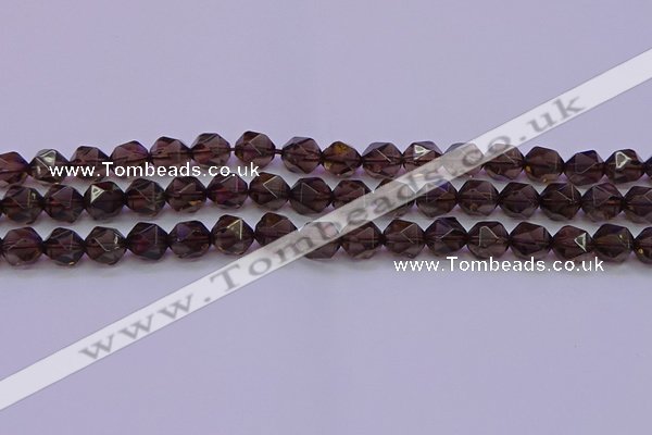 CSQ523 15.5 inches 10mm faceted nuggets smoky quartz beads