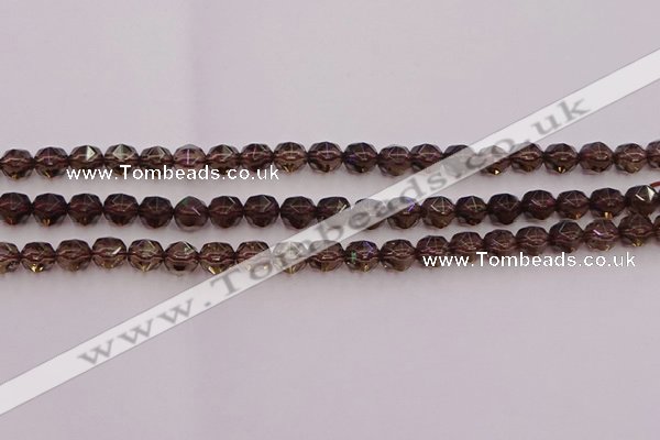 CSQ526 15.5 inches 6mm faceted nuggets smoky quartz gemstone beads