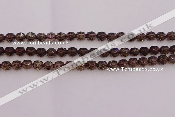 CSQ527 15.5 inches 8mm faceted nuggets smoky quartz gemstone beads