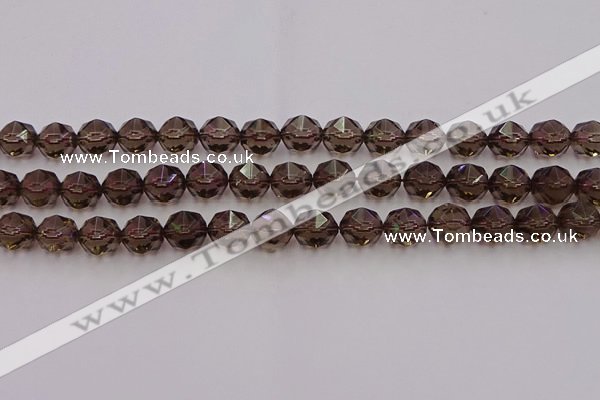 CSQ528 15.5 inches 10mm faceted nuggets smoky quartz gemstone beads