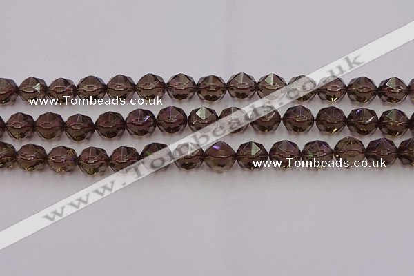 CSQ529 15.5 inches 12mm faceted nuggets smoky quartz gemstone beads