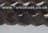 CSQ533 15.5 inches 10mm faceted nuggets matte smoky quartz beads